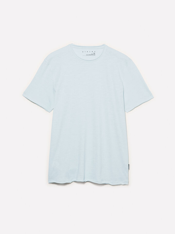 Light blue slim fit short sleeve t-shirt - men's short sleeve t-shirts - Light Blue | Sisley image number 5
